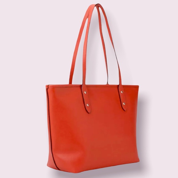Coach City Crossgrain F58846 Leather Tote Handbag orange red New With Tag $295